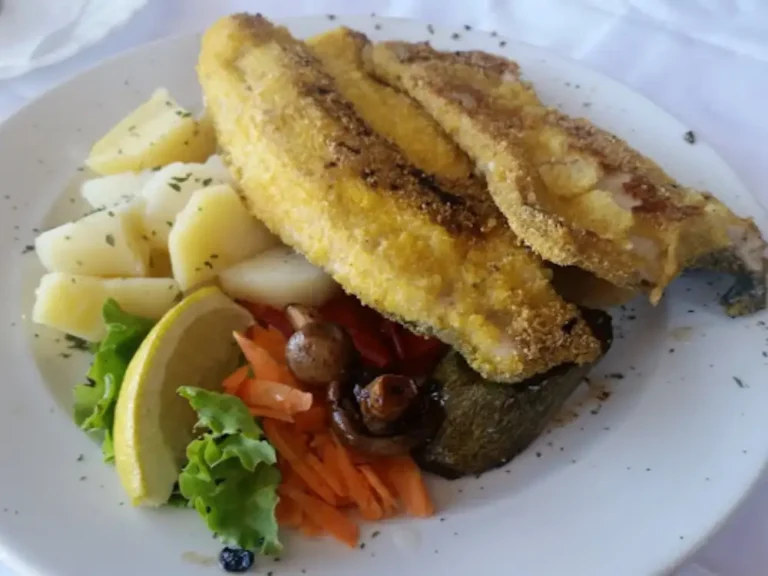 Trout fillet in cornmeal with side dish