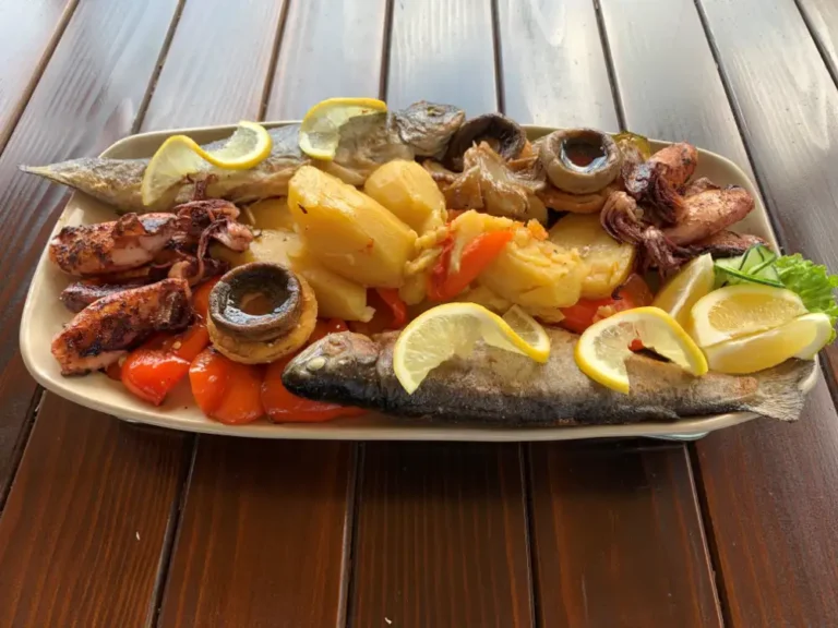 Trout and squid with side dish