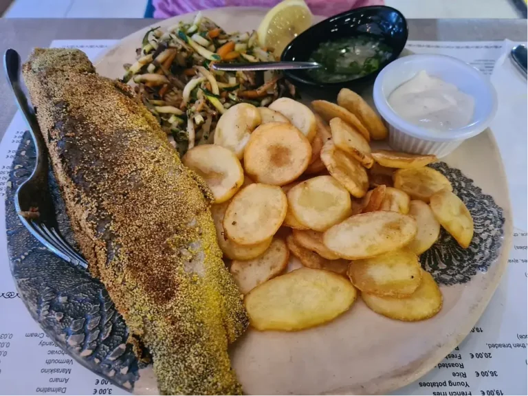 Trout in cornmeal with side dish_2